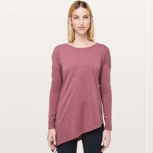 Lululemon To The Point Long Sleeve Loose Fit Misty Merlot Dusty Rose sz 4 EUC